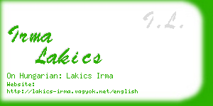 irma lakics business card